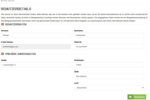Registrierung eines Benutzeraccounts