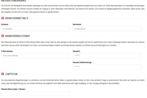 Registrierung eines Benutzeraccounts